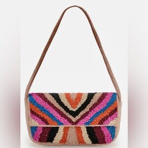 America & Beyond SoHo Tan Tufted Shoulder Women's Bag. Vibrant! NWT